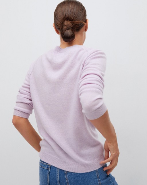 product-49-3 back view of model wearing pink sweater