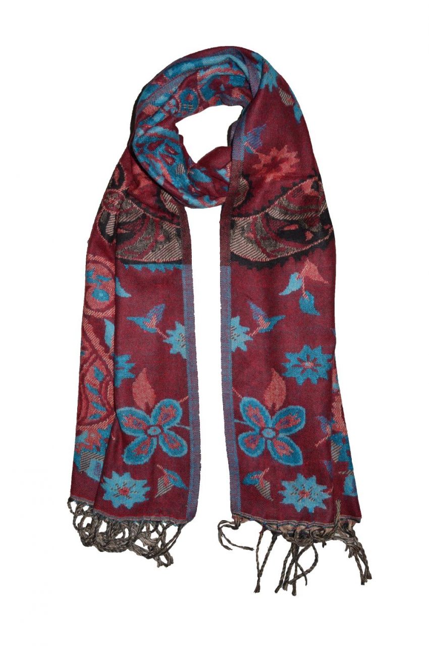 red printed scarf on white background