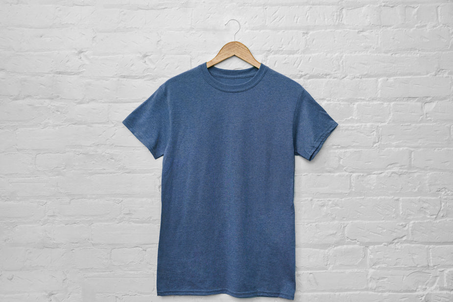 Plain blue t-shirt on white background