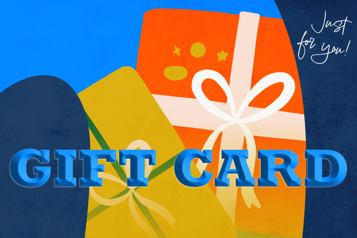 Image of a gift card with text "Gift Card - just for you!"