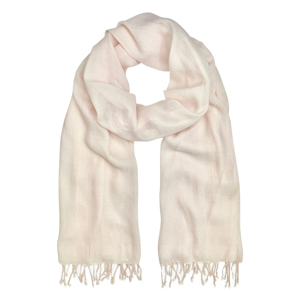 light pink wrap scarf on white background